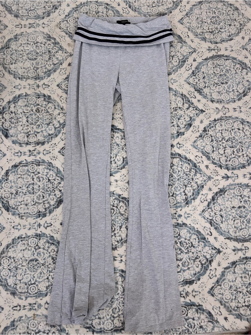 Forever 21 Light Gray Flare Leggings with Fold-Over Waistband